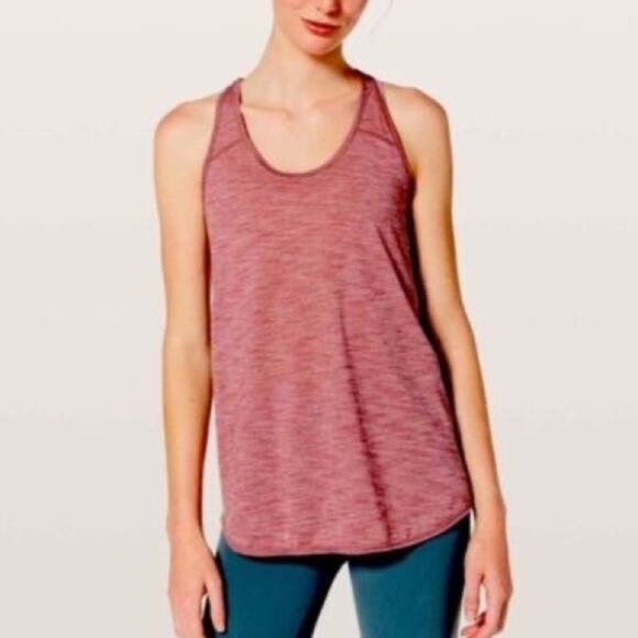 Lululemon Essential Tank Top Pleated Back Heather Burgundy Size 4 - Picture 1 of 5
